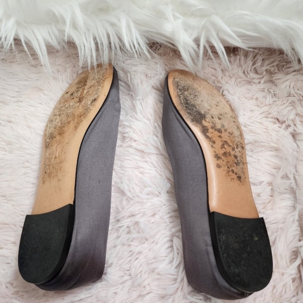 EUC GIUSEPPE ZANOTTI Malika Gray & Black Slip on Beaded Ballerina Flats Size 7 - Picture 8 of 9